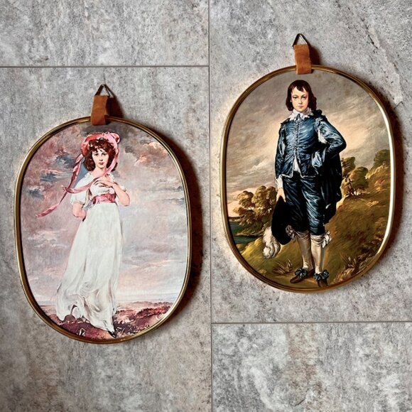 Vintage Pinkie & Blue Boy | Gold Frame | Made in Canada | Decor, Art, Victorian - Picture 1 of 12